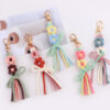 oly-de8cbb85c808326653168a12c146a6c5 Wholesale Korean Style Handmade Crochet Flower Keychain Bag Charm Cotton Rope Car Key Accessory Gift
