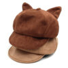 Wholesale Suede Cat Ear Beret Hat Vintage Octagonal Shape Casual Everyday Wear Boutique Fashion Accessory