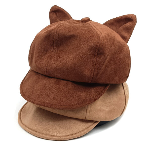 Wholesale Suede Cat Ear Beret Hat Vintage Octagonal Shape Casual Everyday Wear Boutique Fashion Accessory