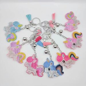 oly-df37597463f5601cd444ebd1565a48bb Wholesale Cartoon Rainbow Unicorn Rhinestone Keychain Car Key Accessory Resale Gift