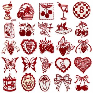 Wholesale Valentine's Day Strawberry Cherry Fabric Applique Patches Polyester DIY Clothing Decoration Gift