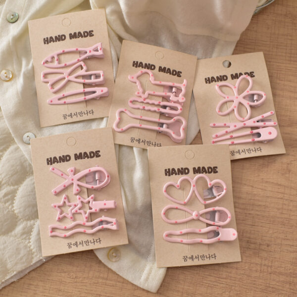 oly-df5ea42e5cee7df5fb0ef0533ceb2a89 Wholesale Polka Dot Flower Puppy Duckbill Hair Clips 3 Pack, Metal Spray Paint Hair Accessory for Everyday Use