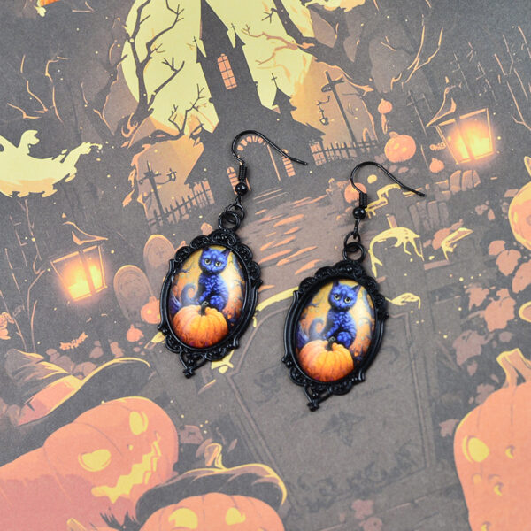 oly-dfb65374c4f781ff04866a3cfd4eacda Wholesale Zinc Alloy Halloween Pendant Earrings Ghost Castle Pumpkin Theme Party Wear