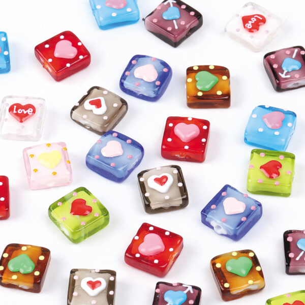 oly-dfb85da96b634046364047e9068a08b5 Wholesale Hand Painted Korean Heart Glass Beads for DIY Jewelry Making Mixed Color Gift Beads