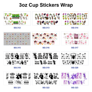 Wholesale 8pcs Whimsical Spooky Cartoon 3oz Tumbler Stickers Wrap OLY Exclusive