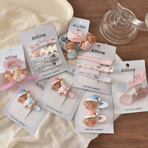 oly-dfcf084962f748ef31ae340c9516fdea Wholesale Resin Cartoon Bear Hair Clips 4 Pack, Cute Everyday Fashion Accessory