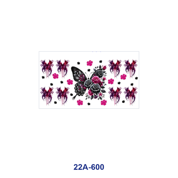 Wholesale 5pcs Moody Romantic Watercolor Butterfly Bow Pink Purple Dark Rose Floral Cluster Decor Prints 16oz Cup UV DTF Wraps