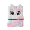 Wholesale Stylish Plush Cartoon Fox Notebook with Lock for Kids, Diary Gift, 80 Pages Pink