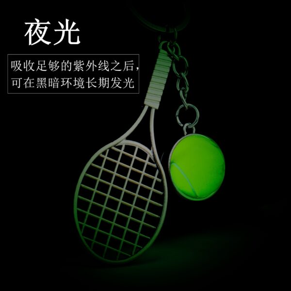 Wholesale Metal Luminous Tennis Racket Keychain Gift for Fans and Car Key Accessory