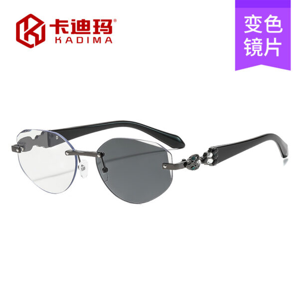 Wholesale Gold Tone Rimless Sunglasses for Women Polygonal Fashion Street Style