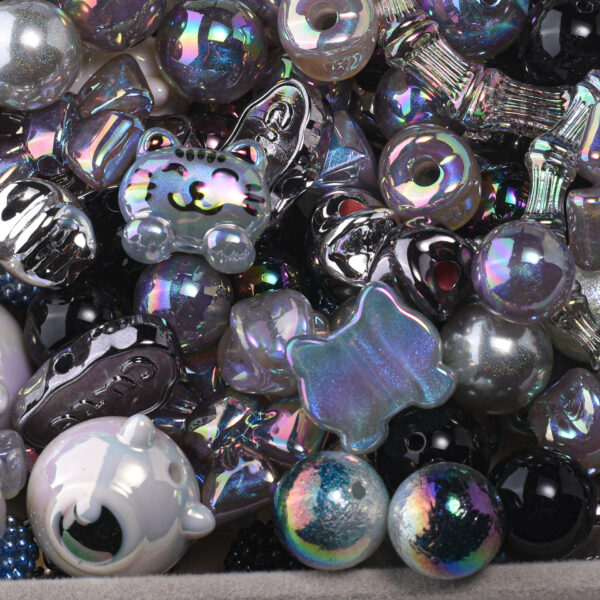 oly-e05416edb54f5250bd0906a92448e089 Wholesale Acrylic Electroplated Loose Beads Pink Mix for DIY Phone Chain Bag Charm Craft Supply