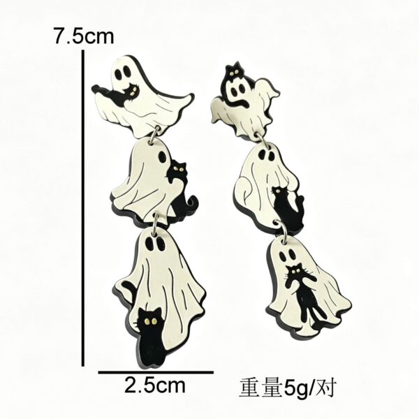oly-e05bef2e18f790916dd5592b448e58c2 Wholesale Cute Halloween Ghost Black Cat Acrylic Earrings Fashion Accessory for Party Boutique Resale