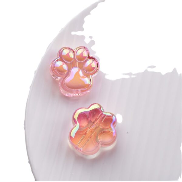 oly-e06517e5dcd8c548d21a78c7e8d53506 Wholesale Cat Paw Two Tone Green Acrylic Beads with Electroplated Finish for DIY Phone Chain Car Hanging Craft Supply