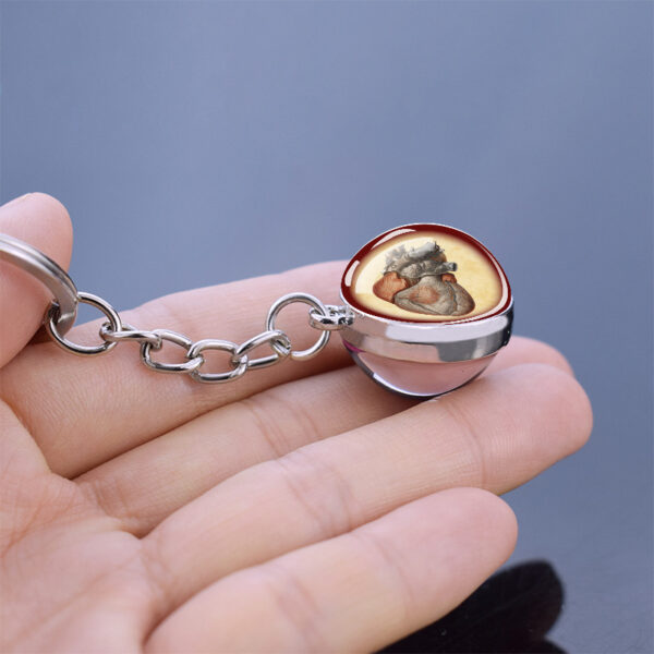 Wholesale Heart Design Glass Ball Keychain Fashion Accessory Gift for Students Resale