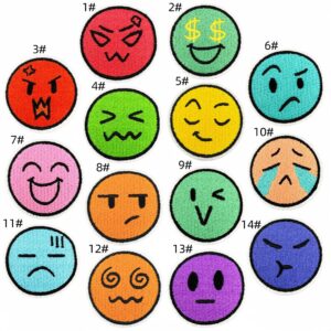 Round emoticon cloth sticker set of 14 pieces