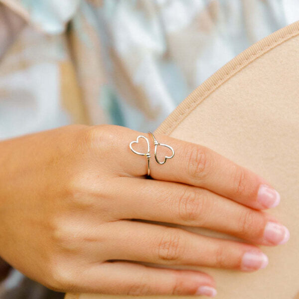 oly-e0adfd4cd60038f3788385f0b19a3cf4 Wholesale Gold Alloy Hollow Double Heart Couple Ring - Adjustable Everyday Jewelry