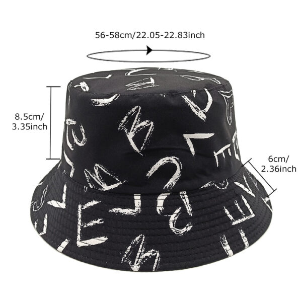 oly-e0b02fb8dcb95ab87fa41613681b1dbc Wholesale Heart and Letter Pattern Digital Print Bucket Hat for Women Stylish Resale Sunscreen Beach
