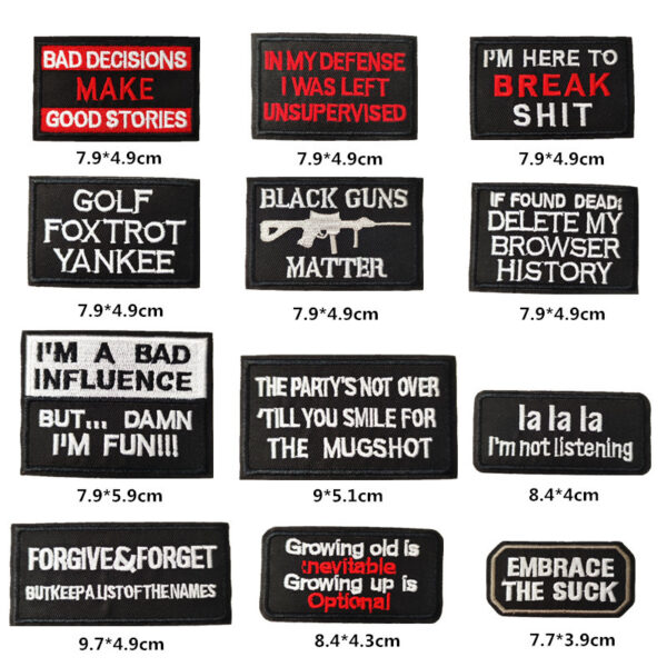 Wholesale Alphabet Cartoon Embroidery Patches 40pcs Black English Fabric Stickers for Clothing Decorative Accessory