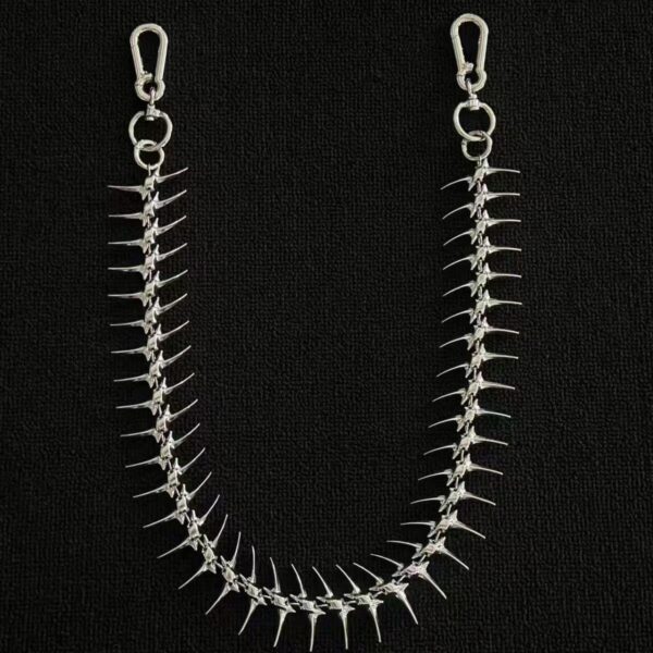 oly-e0b7b35898fb32cfe3740ad81634d168 Wholesale Unisex Fish Bone Waist Chain with Rivet Details, DIY Accessory for Punk Street Style