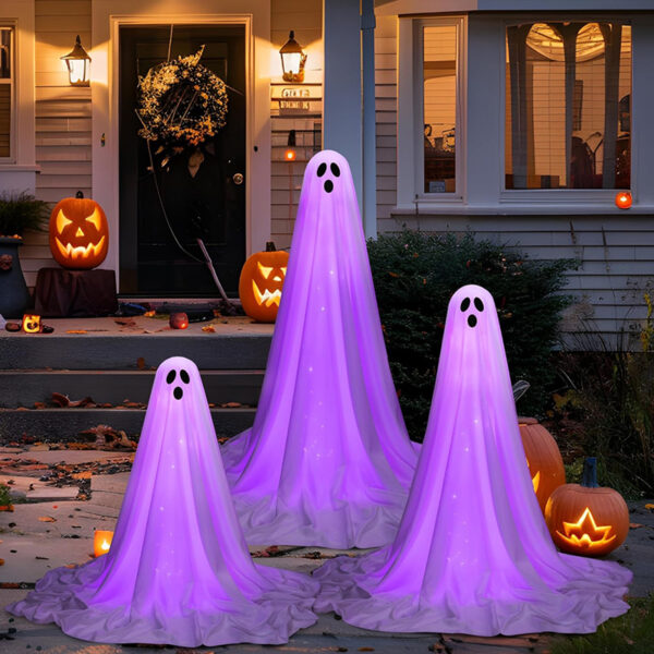 Wholesale Halloween Standing Glowing Ghost Decoration, Lilac Purple Outdoor Yard Ornament for Resale