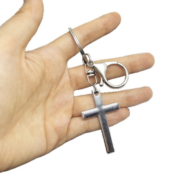 oly-e0ed12003a1de883d59f34757e70aab8 Wholesale Zinc Alloy Double Sided Cross Keychain Decorative Accent for Bags and Keys