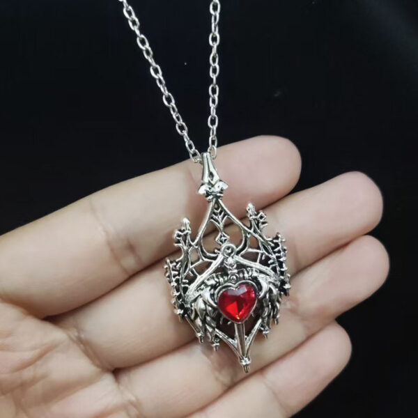 Wholesale Gothic Hollow Castle Pendant Necklace Silver Zinc Alloy Punk Jewelry Accessory