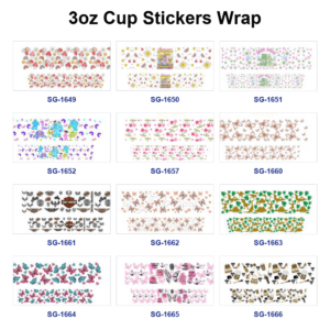 oly-e10444d4012343e40bcc98b9c808926f Wholesale 8pcs Assorted Prints 3oz Cup Stickers Wrap OLY Exclusive