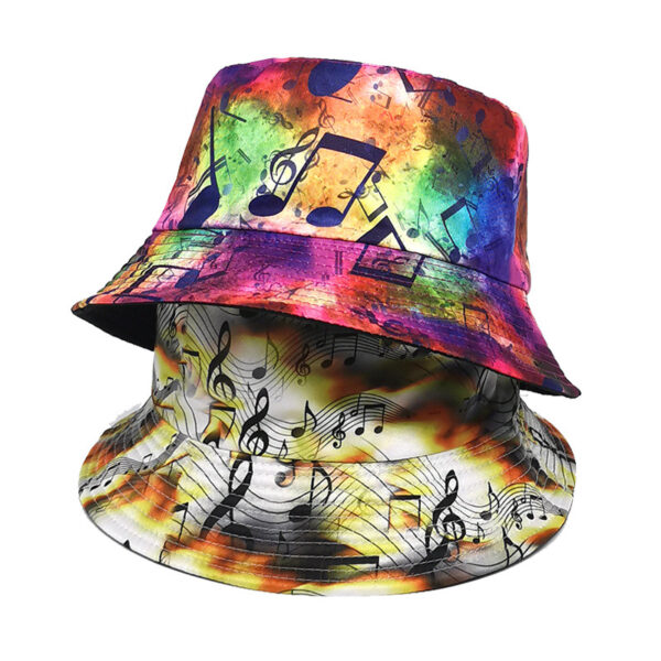 Wholesale Musical Note Pattern Yellow Fisherman Hat Sun Protection Outdoor Fashion Accessory