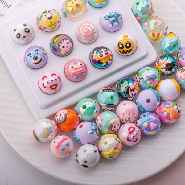 Wholesale Hand Painted Acrylic Loose Beads Colorful Mixed DIY Jewelry Making Supplies Gift