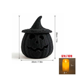 Black pumpkin + electronic candle