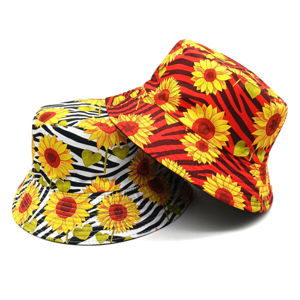 Wholesale Reversible Sunflower Zebra Print Bucket Hat Sun Protection Resale
