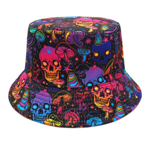 oly-e19631b712fd718b8d01723fe8a1cc37 Wholesale Skull Pattern Double Sided Sunscreen Bucket Hat Fashion Accessory for Unisex Gift Boutique