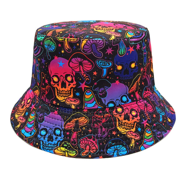 oly-e19631b712fd718b8d01723fe8a1cc37 Wholesale Skull Pattern Double Sided Sunscreen Bucket Hat Fashion Accessory for Unisex Gift Boutique