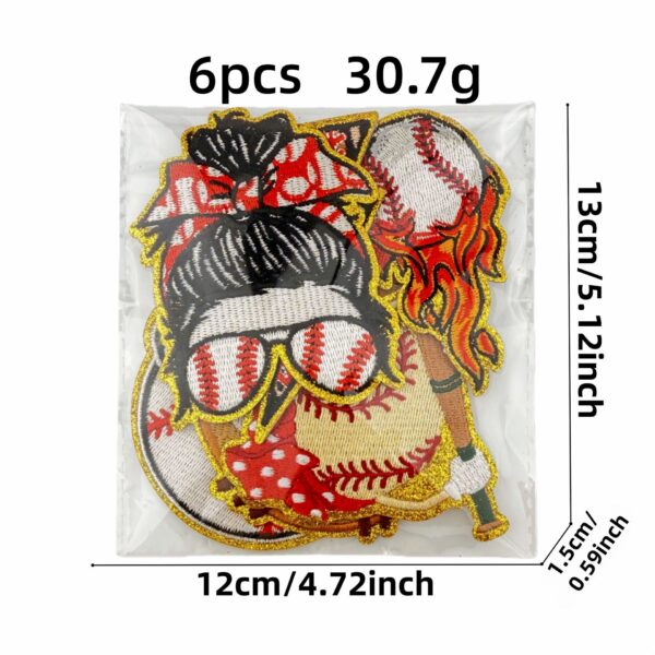 oly-e19782aabf96eb1342bbb8ad282d93f1 Wholesale Cartoon Baseball Embroidered Patch Set of 6 - Decorative Iron-On Applique for Everyday Use or Boutique