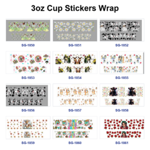 oly-e19f67c1678e36df8b6daf273a18cc8e Wholesale 8pcs Cartoon Movie Character and Animal Pattern 3oz Cup Stickers Wrap OLY Exclusive