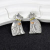 oly-e1a56065bdd486ddb372a72183257bfa Wholesale Antique Silver Cat Earrings Cute Pet Shape Fashion Accessory Gift