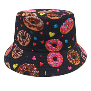 Wholesale Double sided Donut Pattern Bucket Hat for Outdoor Sun Protection Unisex