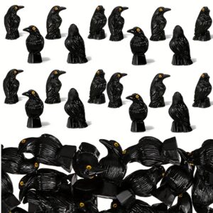 Wholesale Resin Crow Statue Black Tilted Head Halloween Party Decoration Ornament
