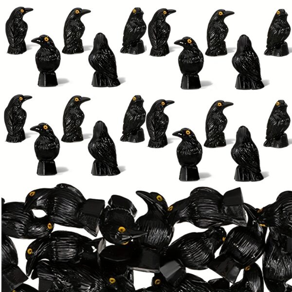 Wholesale Resin Crow Statue Black Tilted Head Halloween Party Decoration Ornament