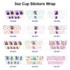 Wholesale 8pcs Fairytale Cartoon Character Mixed Print 3oz Cup Stickers Wrap OLY Exclusive