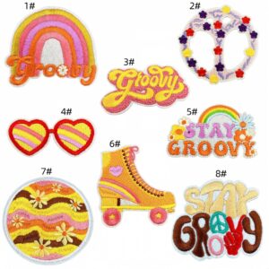Orange-yellow fabric patch set (8 pieces)