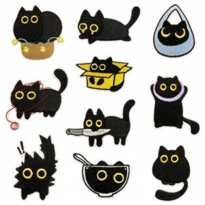 Wholesale Polyester Thread Embroidered Patch Cute Black Cat Design DIY Fashion Accessory