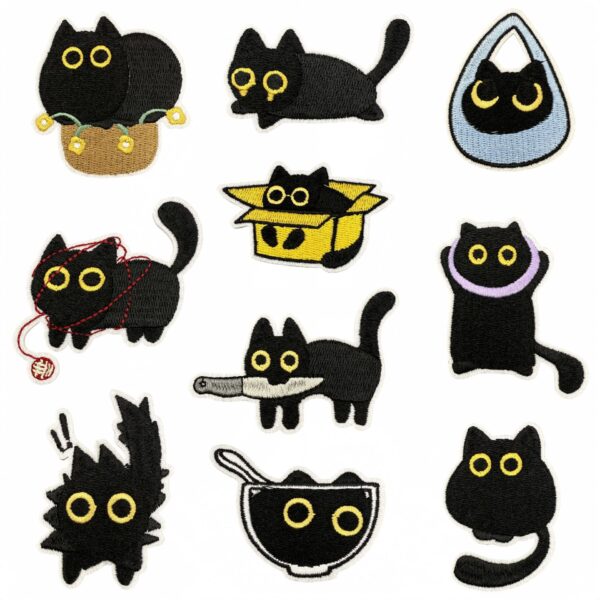 oly-e1fcfaf3333709427bbc1cd07268aa0d Wholesale Polyester Thread Embroidered Patch Cute Black Cat Design DIY Fashion Accessory