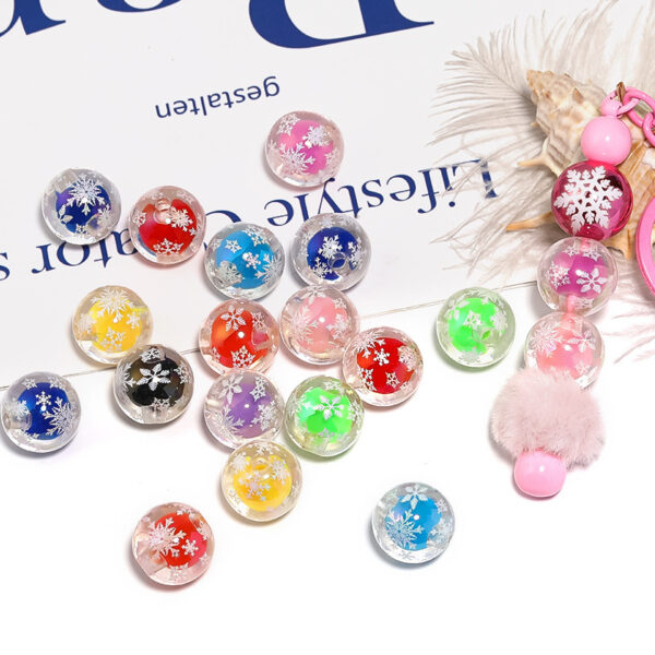 oly-e2086313d96530370a84d57ddbe04c62 Wholesale Christmas Acrylic Beads Metallic Snowflake Round 16mm for DIY Phone Chain Bag Charm Decorative Accessory