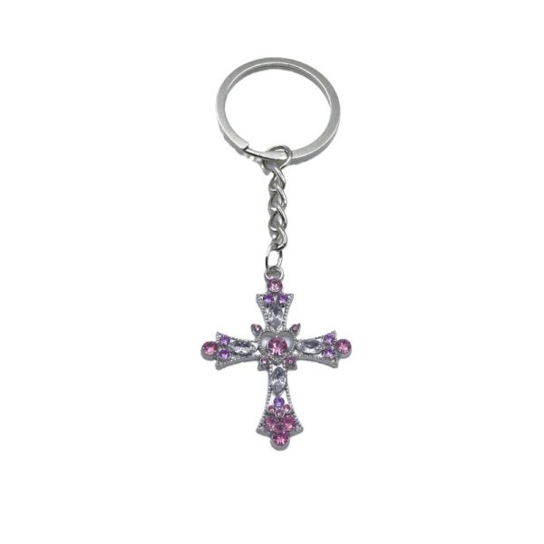 Wholesale Gothic Style Cross Heart Keychain Pendant Metal Bag Charm