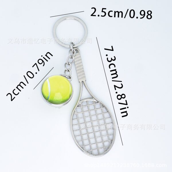 Wholesale Metal Luminous Tennis Racket Keychain Gift for Fans and Car Key Accessory