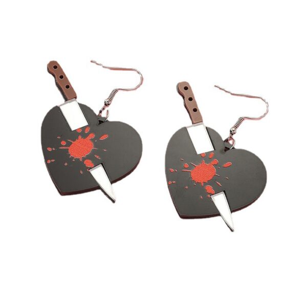 Wholesale Fashion Acrylic Heart Knife Earrings Hook Trendy Plastic Resin Drop Earrings for Women Gift Boutique Resale Jewelry Accessory