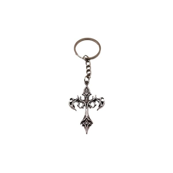 oly-e24774cfe7cc070d3dcb01e4b4da1fa1 Wholesale Silver Titanium Steel Flame Cross Keychain Trendy Car Key Accessory