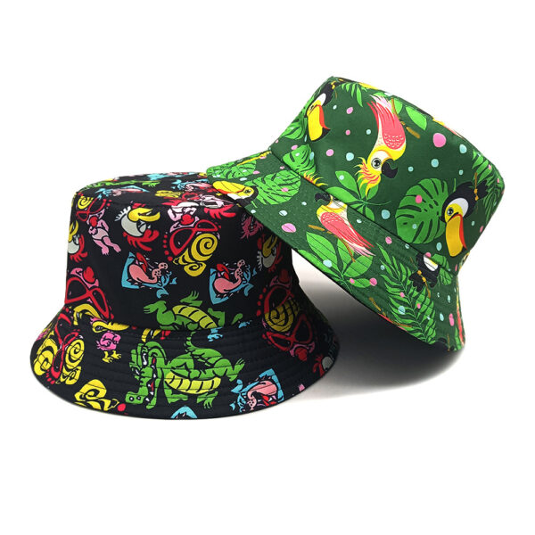 Wholesale Cartoon Frog Flamingo Print Bucket Hat Trendy Sun Protection Outdoor Beach Hat