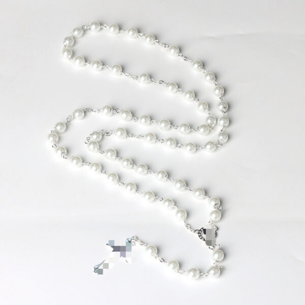 oly-e25bd589967a7a15d3fcc35e8ff65409 Wholesale Cross Pearl Necklace 8mm Gold Pearl Pendant Ball Chain Fashion Accessory for Boutique Resale